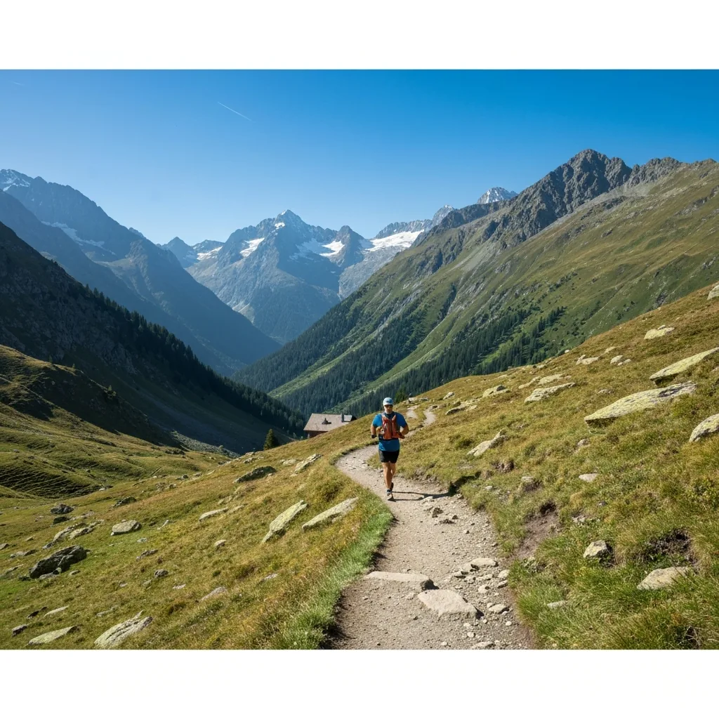 mountain trail running landscape near Chamonix, Alpes, Francia